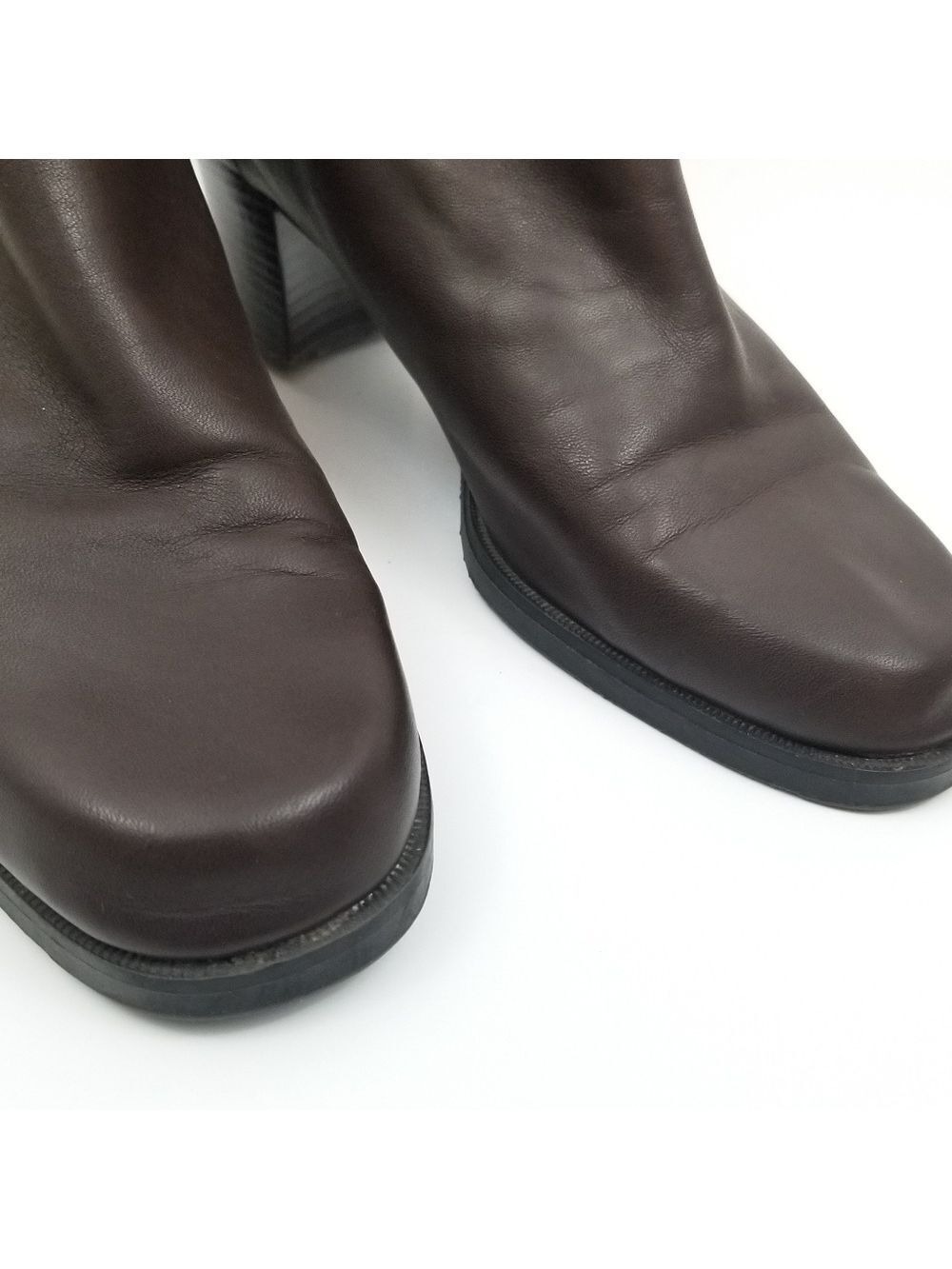 Amanda Smith Brown Leather Block Heel Booties, Size 10M - Picture 11 of 16